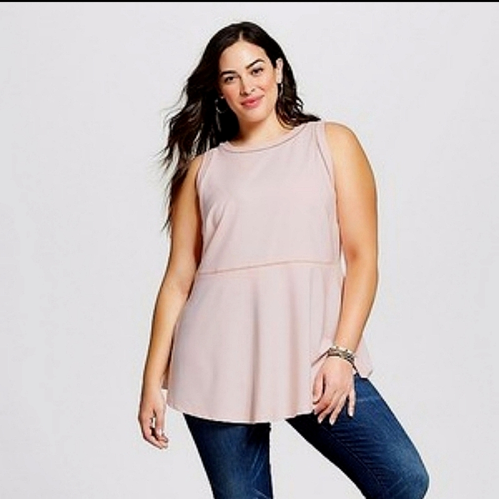 Ava & Viv plus size blush pink peplum top 14/16